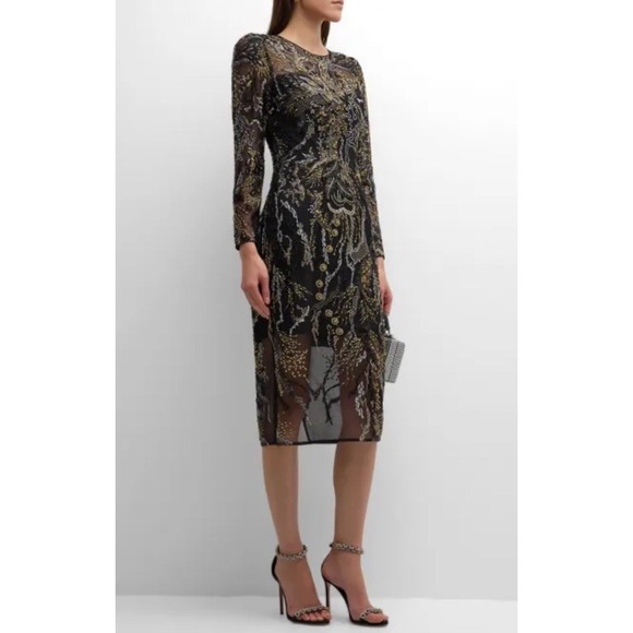 NEW Dress The Population Black Label Veronica Embroidered Dress Size Small